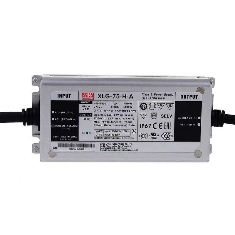 MEANWELL- XLG-075-H-A 27~56Vdc,1300~2100mA Constant Power,+ADJ. Led Sürücü - Güç kaynağı
