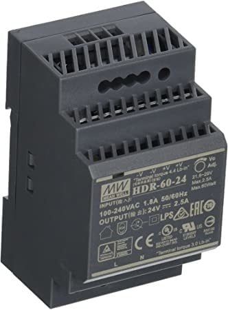 MEANWELL- HDR-60-24 24Vdc 2.5Amp MDR-60-24 Muadili