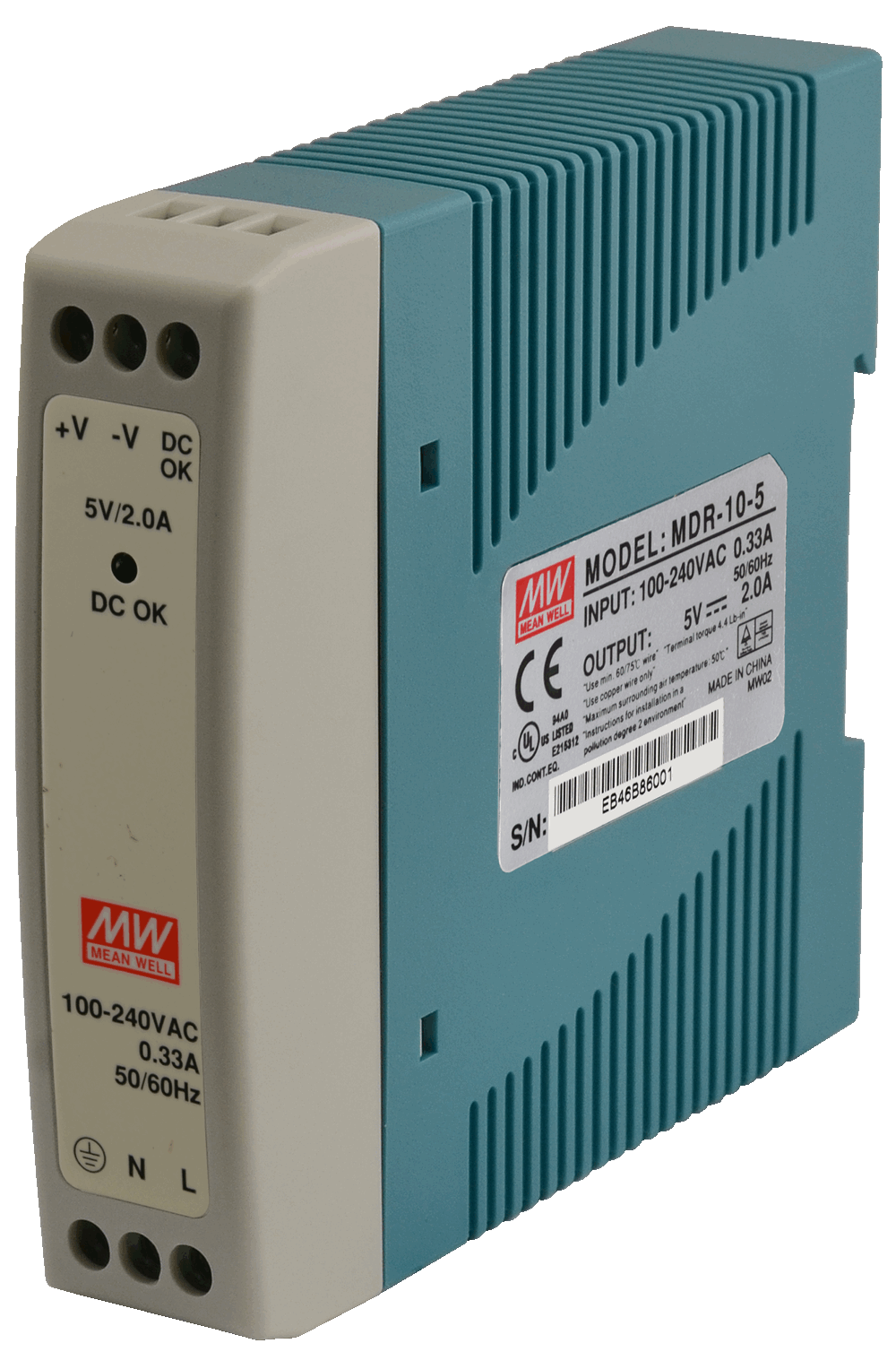 MEANWELL- MDR-010-05 	5Vdc 2.0Amp DIN Rail  Ray Montaj