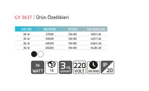 Goya 36W 3000K Sarı Işık Led Ray Spot GY 3637