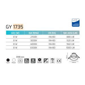 Goya 8W 2700K Sarı Işık Sıva Altı Cob Led Armatür Triac Dim (GOYA) GY 1735