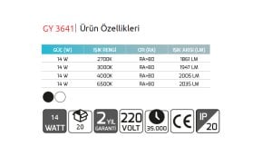 Goya 14W 6500K Beyaz Işık Led Ray Spot GY 3641B