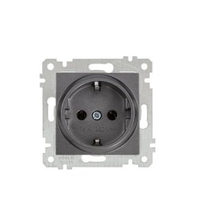 Mutlusan Mek+Tuş Topraklı Priz Rita Metalik Füme- 2200 600 0295