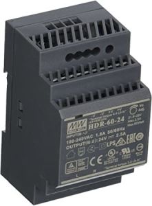 MEANWELL- HDR-60-24 24Vdc 2.5Amp DIN Rail StepShape