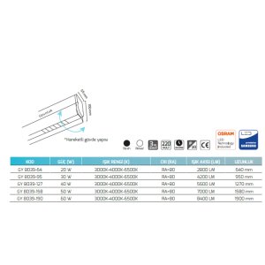 Goya  Sıva Üstü ve Sarkıt Lineer Armatür  - GY 8039
