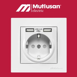 Mutlusan İkili Usb Topraklı Priz Rita Metalik İnox 2220 619 0282 (Çerçeve Dahil)