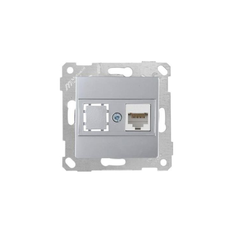 Mutlusan Data Prizi 1*Rj45 Cat6 Rita Metalik İnox- 2200 140 0182 (Çerçeve Hariç)