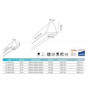 Goya 75w Sıva Üstü ve Sarkıt Led Armatür GY 8047-75