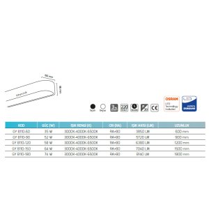 Goya 74W 4000K Natural Beyaz Sarkıt Lineer ArmatürGY 8110-180G
