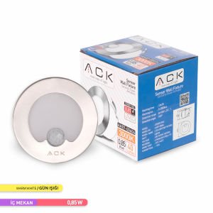 ACK Sensörlü LED 1,5W 3000K 7,75 cm x 5,3 cm Merdiven-Duvar Armatürü AH07-00604