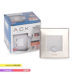 ACK Sensörlü LED 0,84W 3000K 7,75 cm x 7,75 cm x 5,3 Merdiven-Duvar Armatürü AH07-00804