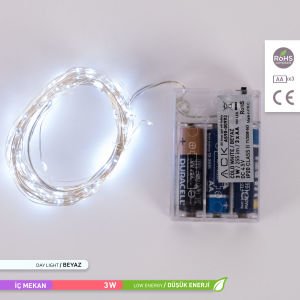 ACK 10mt Pilli LED Süsleme Işığı 6500K AS90-00993