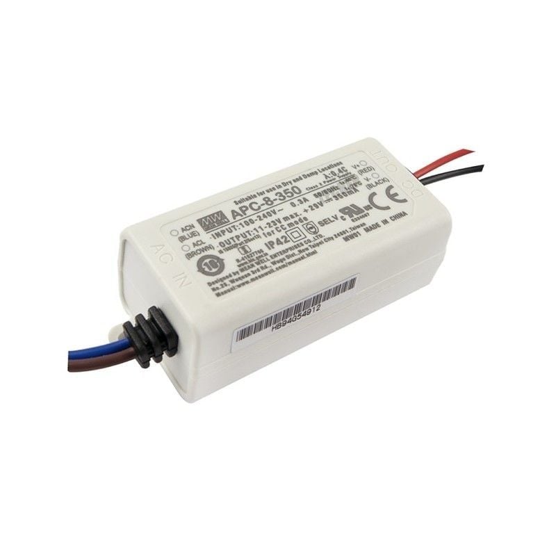 MEANWELL- APC-08-350 	11~23Vdc 350mA IP30  Led Sürücü - Güç kaynağı