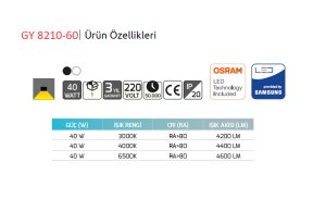 Goya 40w Sıva Üstü ve Sarkıt Lineer Armatür  - GY 8211-60