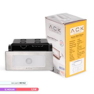 ACK Sensörlü LED 1,5W 6500K 12 cm x 5 cm x 5,37 cm Merdiven-Duvar Armatürü AH07-01034