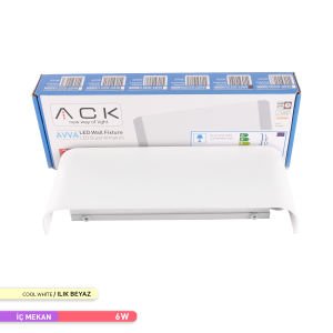 ACK 6W 4000K 9 cm X 23 cm LED Duvar Armatürü Beyaz AH07-03210