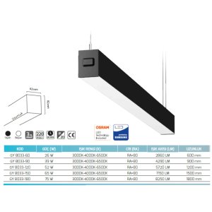 Goya 52W 120 cm Sıva Üstü Lineer Armatür Large-120