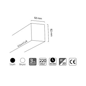 Goya 51w 180 cm Sıva Üstü ve Sarkıt Led Armatür GY 8031-180