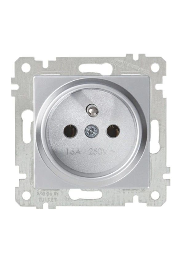 Mutlusan Mek+Tuş UPS Prizi Rita Metalik İnox 2200 615 0282 (Çerçeve Hariç)