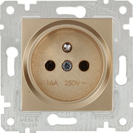 Mutlusan Mek+Tuş UPS Prizi Metalik Altın 2200 615 0280 (Çerçeve Hariç)