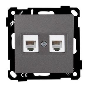 Mutlusan Mek+Tuş Telefon Prizi 2Xrj12 Cat3 Metalik Antrasit 2200 126 0186 (Çerçeve Hariç)