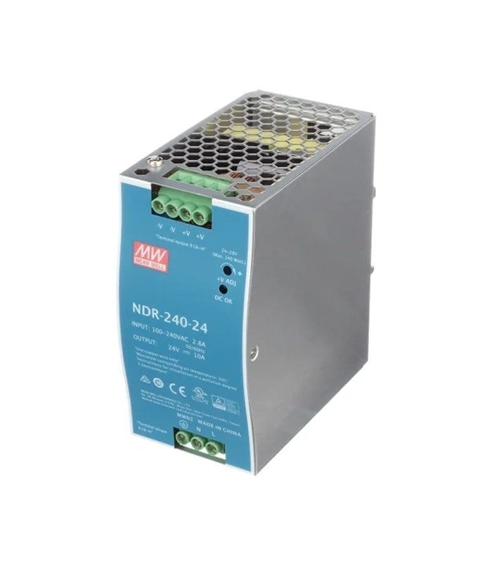 MEANWELL- NDR-240-24 24Vdc 10.0Amp Ray M. PHOENIX UNO-PS/1AC/24DC/240W Muadili  NDR-240-24
