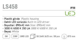 Jupiter 5W Hareketli Led Spot LS458 3000K Gün Işığı