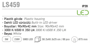 Jupiter 5W Hareketli Led Spot 3000K Gün Işığı LS459